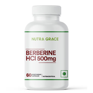 Nutra Grace Berberine Supplement with HCl 500mg, Milk Thistle, Turmeric | 60 Veg. Capsules