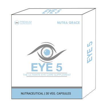 Nutra Grace Eye-5 Health Supplement with Bilberry, Zeaxanthin | 30 Veg. Capsules
