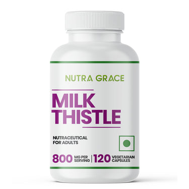 Nutra Grace Milk Thistle Extract 800mg | 80% Silymarin Liver Support Supplement | 120 Veg. Capsules