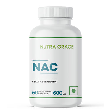 Nutra Grace N-Acetyl Cysteine (NAC) Supplement 600mg | Supports Liver & Respiratory Health | 60 Veg. Capsules