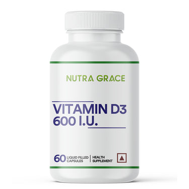 Nutra Grace Vitamin D3 600 IU Cholecalciferol Supplement | 60 Capsules